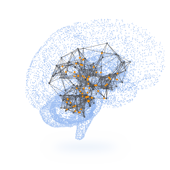 Cerebro 3D con red neuronal