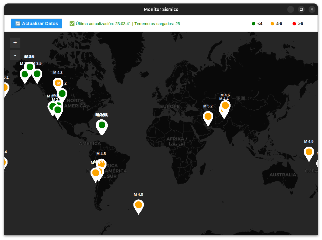 Monitor de terremotos en escritorio (Tkinter)